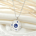 Gold and Silver Tone Blue Enamel Moon Medallion Necklaces view 3