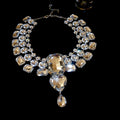 Statement Multi Row Rhinestone Collar Heart Drop Two Colors view 7