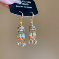 Multicolor Beaded Leaf Fringe Hook Earrings with Polished Details view 6