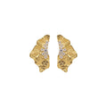 Textured Leaf Crystal Stud Earrings in Silver and Gold Tone view 5