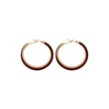 Two Tone Oval Hoop Earrings With Crystal Trim and Colored Inlays view 5