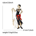 Fashion Woman And Dog Enamel Brooch In Two Outfits view 6