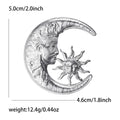Crescent Moon And Sun Face Brooch In Gold And Silver Tones view 6