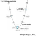 Heart Glass Stone Station Necklace Stainless Steel Color Mix view 10