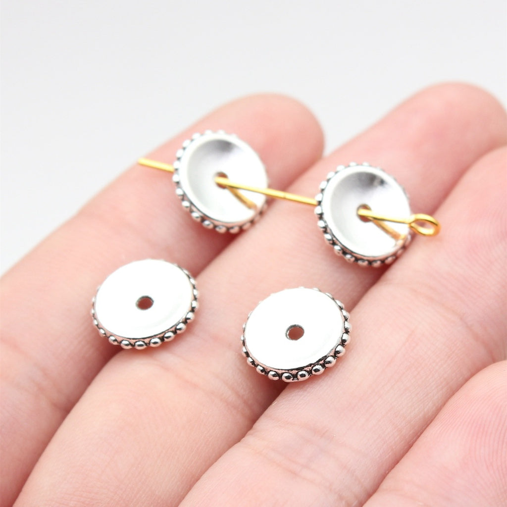 11x11x2.1mm 0.82g Antique Silver Zinc Alloy Round Disc Spacer Beads for European Style Jewelry Making
