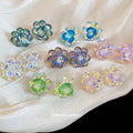 Iridescent Crystal Flower Stud Earrings in Seven Colors view 3