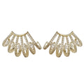Crystal Fan Shaped Openwork Stud Earrings in Two Finishes view 5