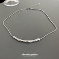 Silver Snake Chain Wavy Bar Pendant Necklace Single Style view 4