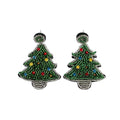 Beaded Rhinestone Christmas Tree Stud Earrings In Green And Silver view 5