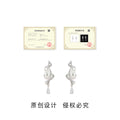 Silver Conch Shell Pearl Teardrop Crystal Dangle Earrings view 3