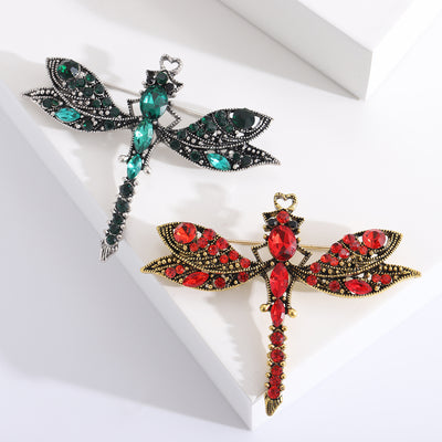 Crystal Dragonfly brooch front view on a white background