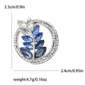 Circular Crystal Leaf Sprig Brooch in Green and Blue view 4