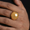 Domed Geometric Ring in Polished Gold and Silver Tones view 4