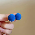 Soft Flocked Ball Stud Earrings in Four Bright Colors view 8