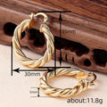 Gold Tone Triple Twist Hoop Earrings Polished Statement Fashion Jewelry view 4