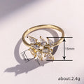 Leaf Marquise Clear Stone Spray Ring Gold White Metal view 4