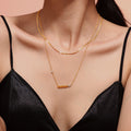 Maman Script Heart Zircon Necklace Herringbone Gold Set view 1