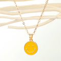 Gold Tone Enamel Smiley Face Pendant Necklaces in Six Colors view 4