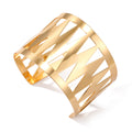 Gold Tone Wide Openwork Triangle Geometric Cuff Bracelet view 4
