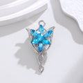 Aqua Silver Tone Flower Crystal Metal Brooch Pin 2.8 x 5 cm view 3