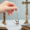 Acrylic Angel Heart Keychain Silver Ring Flat Charm view 3