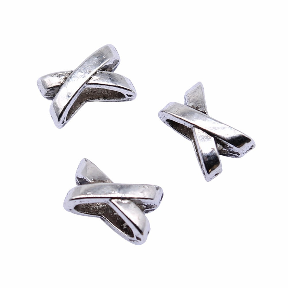 7x10mm 0.6g Multicolor Zinc Alloy X Shape Large Hole Beads for Bracelet Necklace DIY Jewelry Making