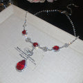 Rhinestone Oval Teardrop Necklace and Earring Sets view 6