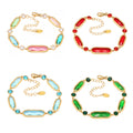 Gold Oval Czech Glass Stone Link Bracelet Multi Colors view 5