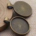 Round 25 mm Cabochon Pendant Settings in Five Metal Finishes view 2