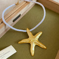Pearlized Starfish Cord Necklaces Stud Earrings Four Colors view 8