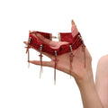 Velvet Cross Choker with Chain Tassels in Red or Black view 5