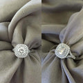 Round Cluster Halo Crystal Ring in Polished Metal Jewelry view 2