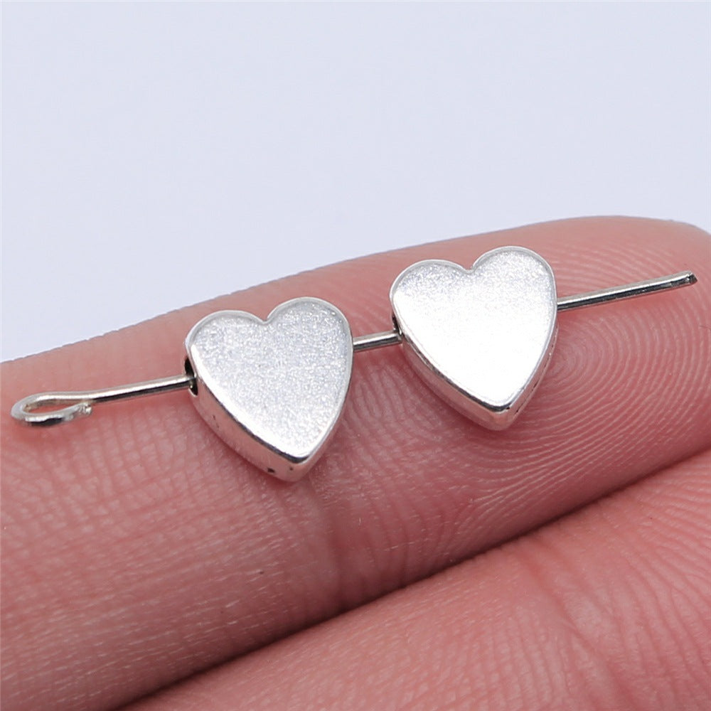 8x8x1.6mm 0.7g Antique Silver Zinc Alloy Heart Loose Metal Beads for DIY Bracelet Necklace Making