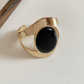 Gold Wide Open Cuff Bangles Oval Stone Three Colors view 6