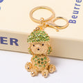 Rhinestone Poodle Dog Keychain Gold Tone Sitting Charm view 6