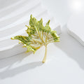 Yellow Gold Tone Maple Leaf Enamel Metal Brooch Pin view 5