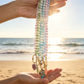 Six Color Cube Bead Necklaces With Gold Tone Heart Pendants view 1