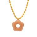 Resin Flower Doughnut Pendant Necklace And Hoop Earring Set view 10