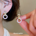 Pink Petal Earrings With Crystal Centers In Two Fastener Styles view 3