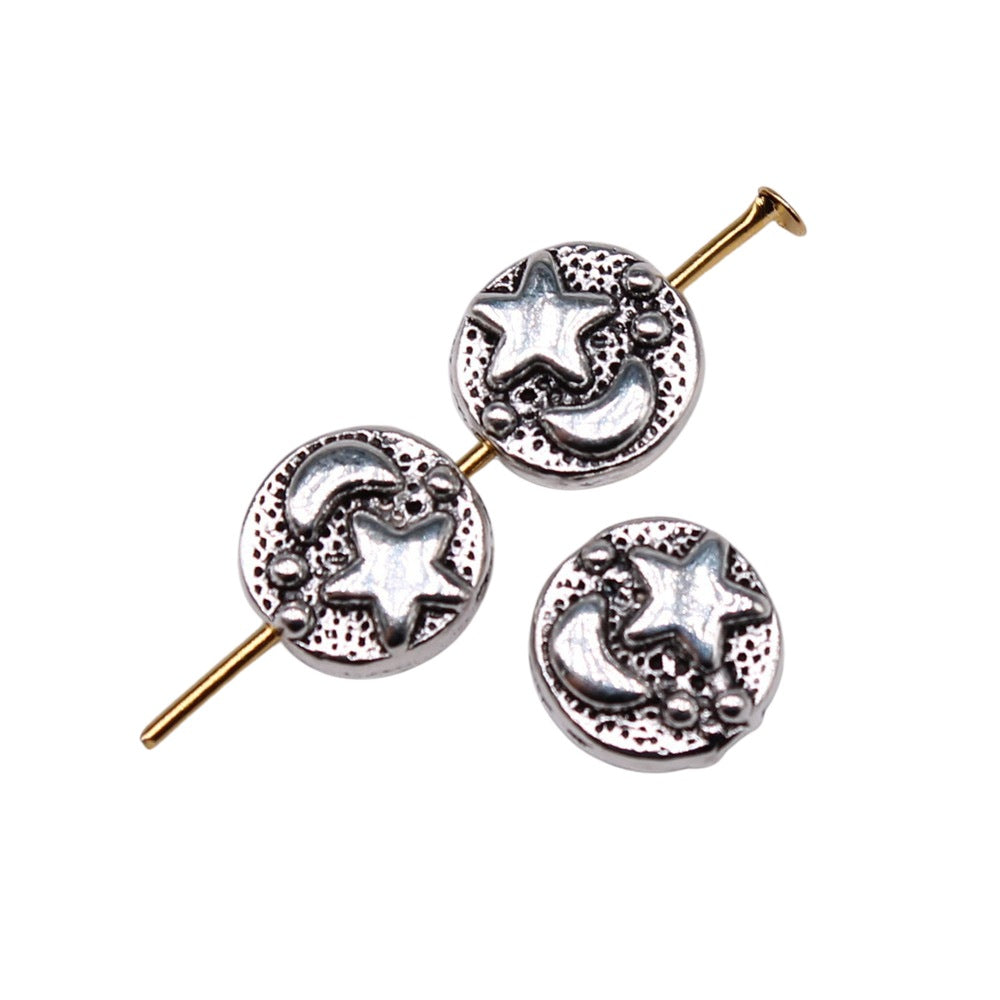 9x9mm 1g Multicolor Zinc Alloy Moon and Star Small Hole Beads for Bracelet Necklace DIY Jewelry