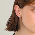 Silver Daisy Flower Huggie Hoop Earrings Yellow Centers view 3