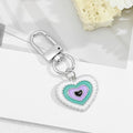 Enamel Evil Eye Keychain Silver Tone Round Square Heart Charms view 4