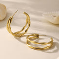 Twisted Double Hoop Earrings in Gold Silver and Two Tone view 2