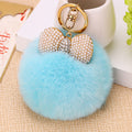 Pearl Bow Rabbit Fur Pom Keychains in Six Colors plus Bow Only Option view 5