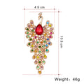 Red Gold Tone Peacock Crystal Two Designs Metal Brooch Pin 4.9 x 10.5 cm view 2