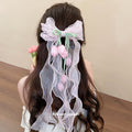 Organza Flower Bow Duckbill Hair Clips Pearl Streams view 4