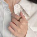 Aged Gold Open Adjustable Floral Band Ring Vintage Style view 2