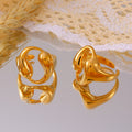 Dual Teardrop Hollow Open Band Metal Finger Ring Size 7 view 2