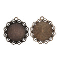 Scalloped Round Cabochon Pendant Tray in Antique Silver and Antique Bronze Metal Finish view 4
