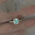 Aqua Blue Cushion Crystal Necklace Bracelet Earrings Ring view 9